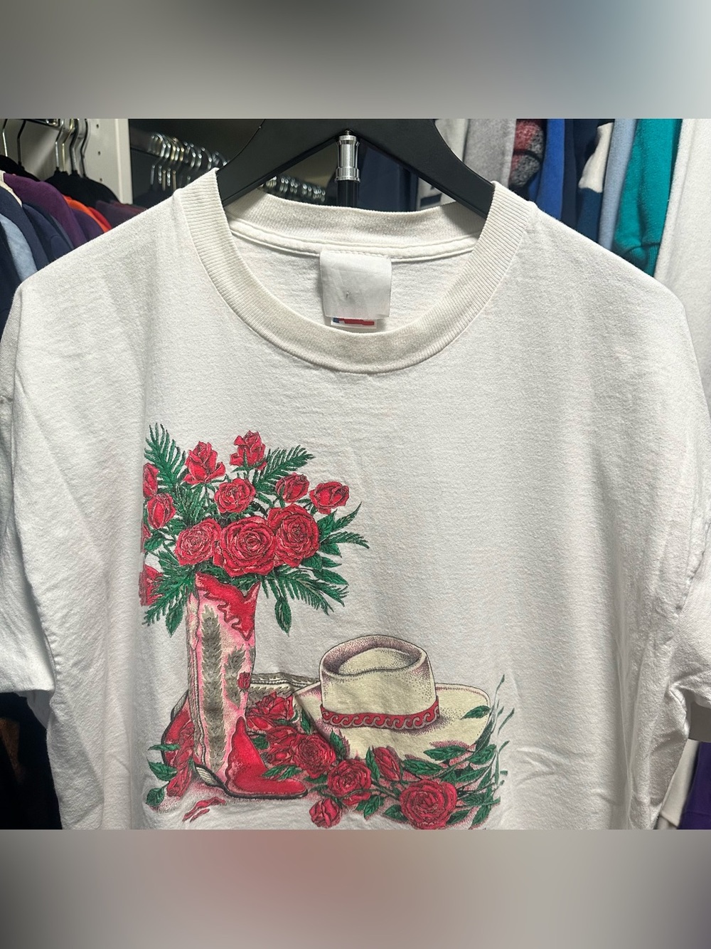 Vintage 90s Fruit of the Loom Western Cowboy T-shirt Size XL